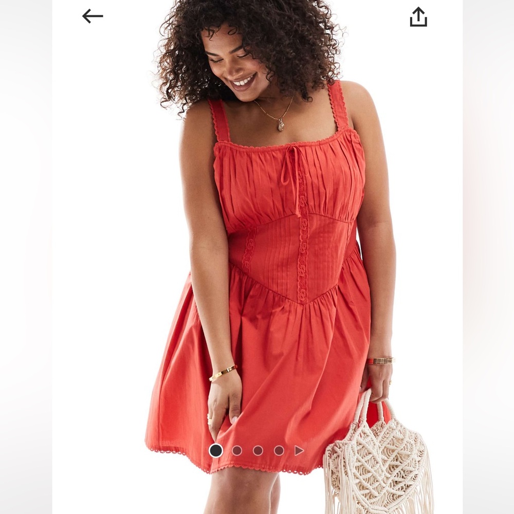 ASOS DESIGN Curve corset bodice mini sundress with lace detail